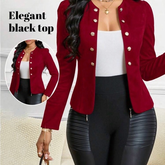 SHEIN Red Gold-Buttoned Women's Blazer - Picture 5 of 5